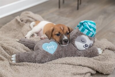 Trixie Pluche Luiaard Grijs Met Heartbeat Voor Puppy 34 CM